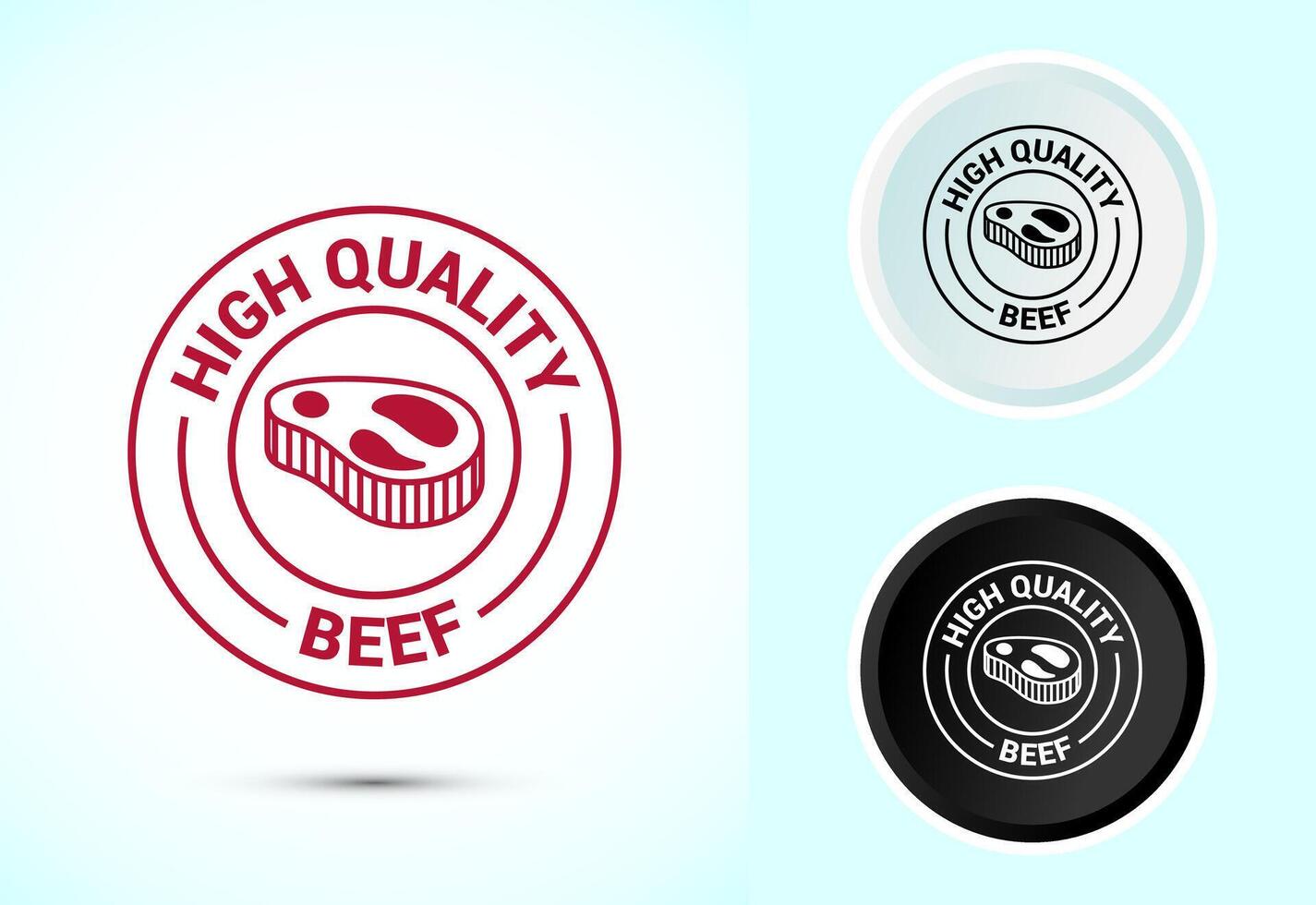 High quality beef icon design illustration, Fresh meat label, Color black and white vector