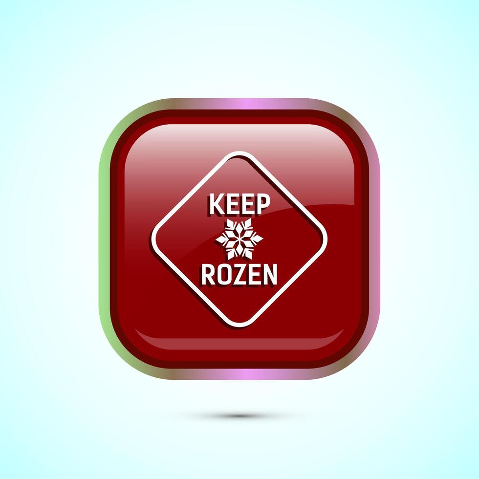 Keep frozen icon design illustration, Frozen product badge label sign, Red color square button design vector
