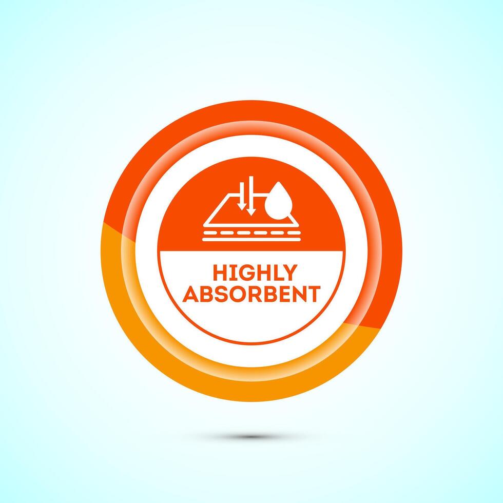Water absorbent icon design illustration, Water drop absorb sign, symbol, Orange color button design vector