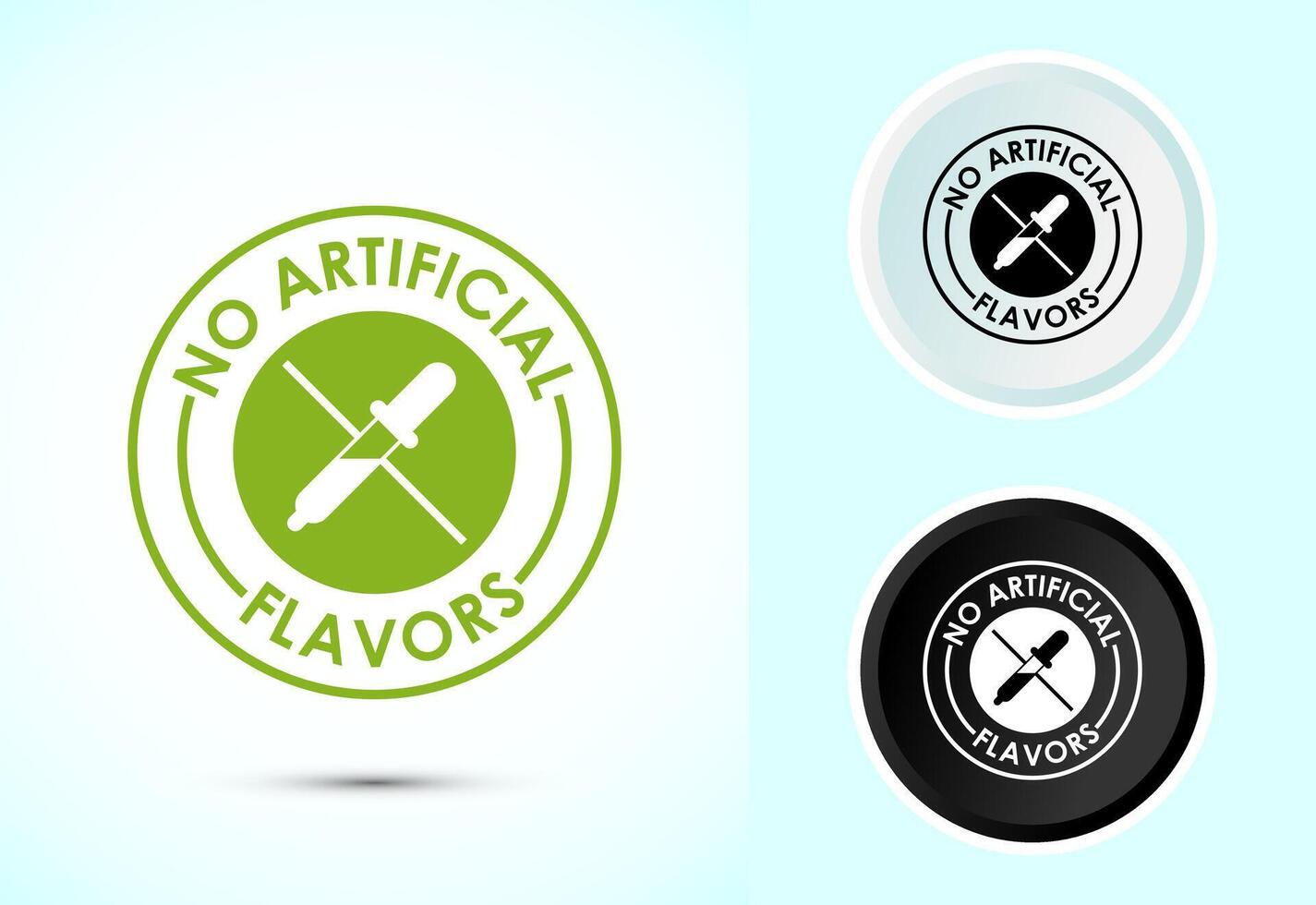 No artificial flavor icon, Artificial flavor free symbol, Natural product, Color black and white vector
