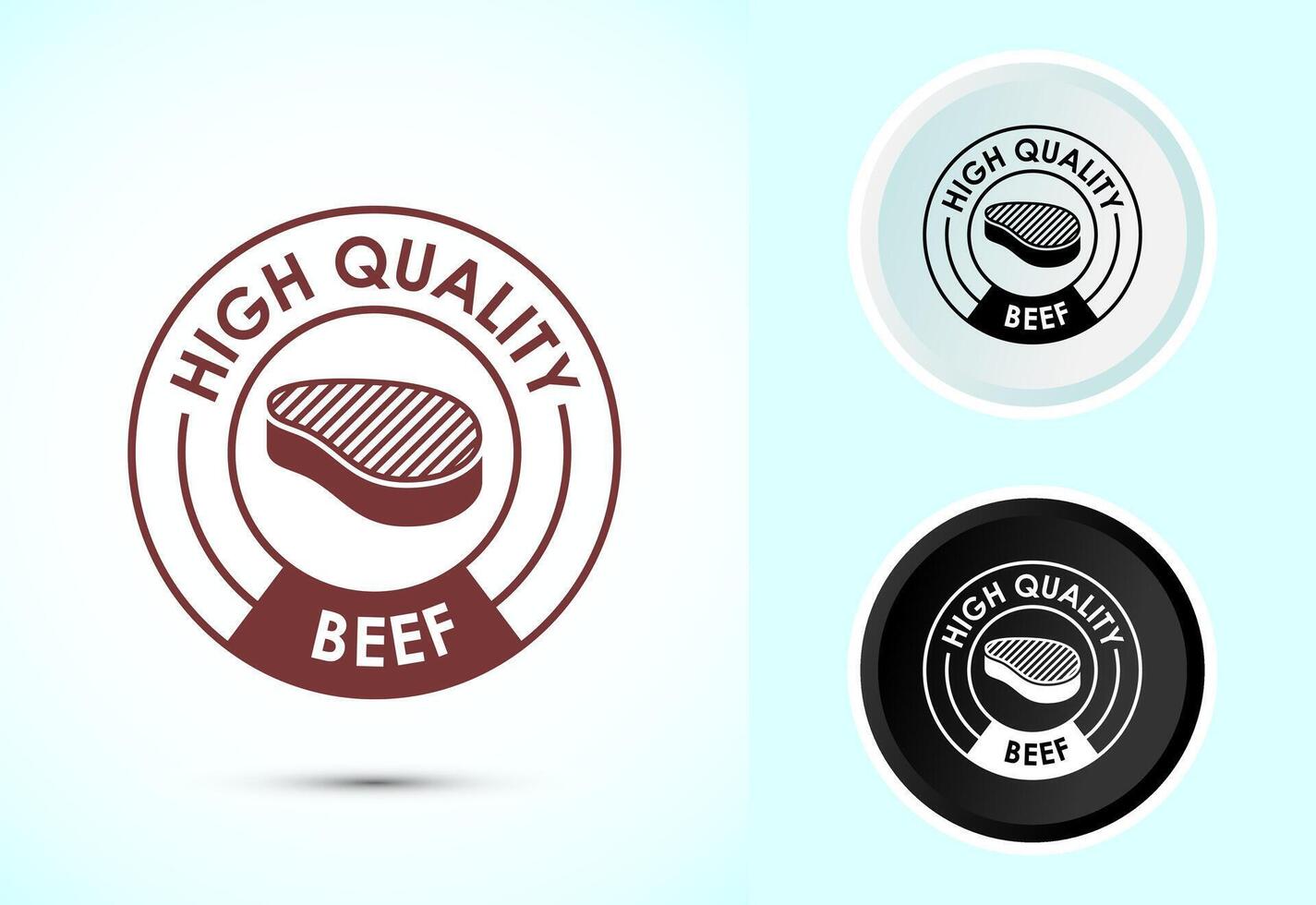 High quality beef icon design, High quality beef meat badge, Fresh meat label, Color black and white vector