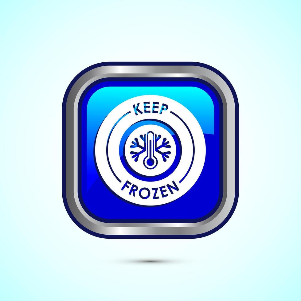 Keep frozen icon design illustration, Frozen product badge label sign, Blue color square button design vector