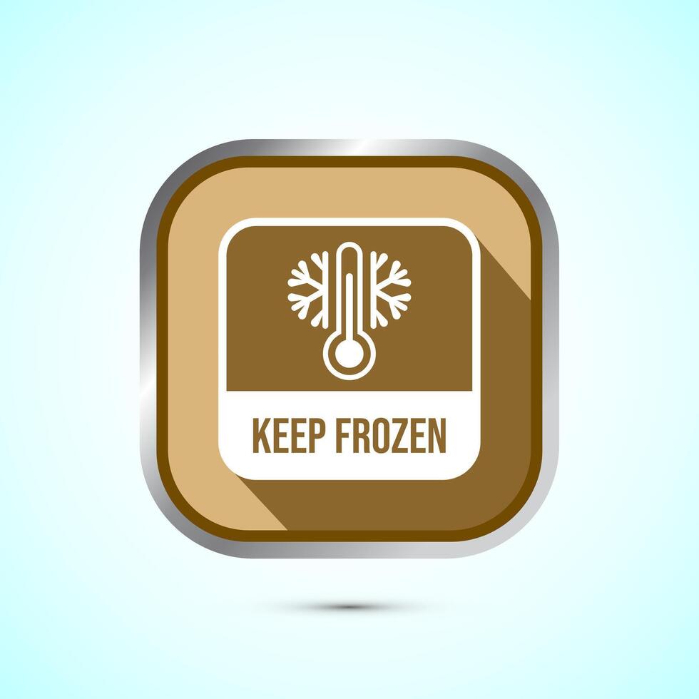 Keep frozen icon design illustration, Frozen product badge label sign, Gold color shadow button design vector