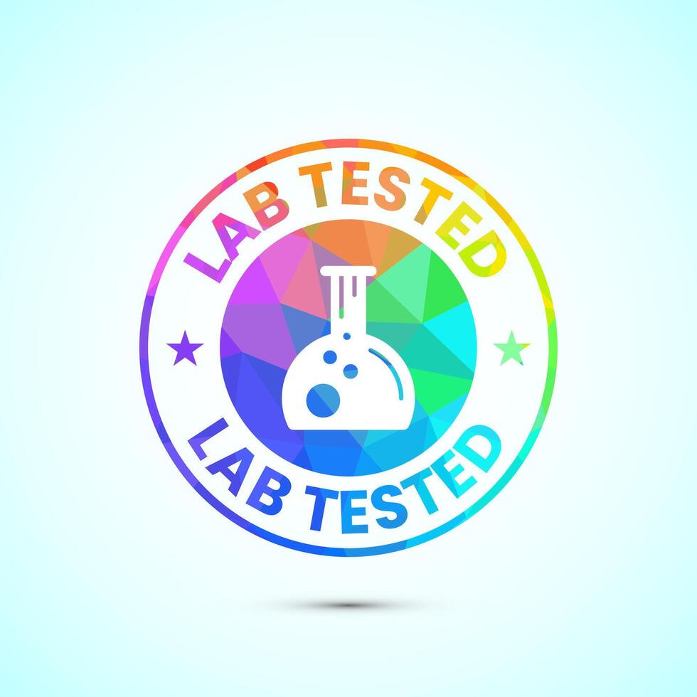 Lab tested icon design illustration. Laboratory testing product quality certificate symbol, Clinically certified, low poly style vector