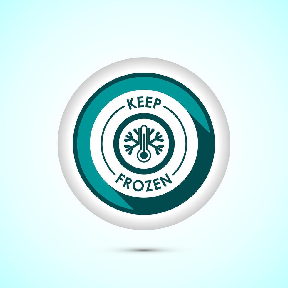Keep frozen icon design illustration, Frozen product badge label sign, Teal color shadow button design vector