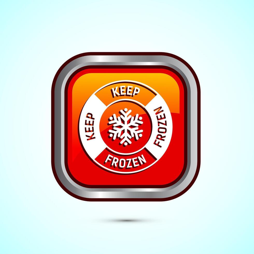 Keep frozen icon design illustration, Frozen product badge label sign, Orange color square button design vector