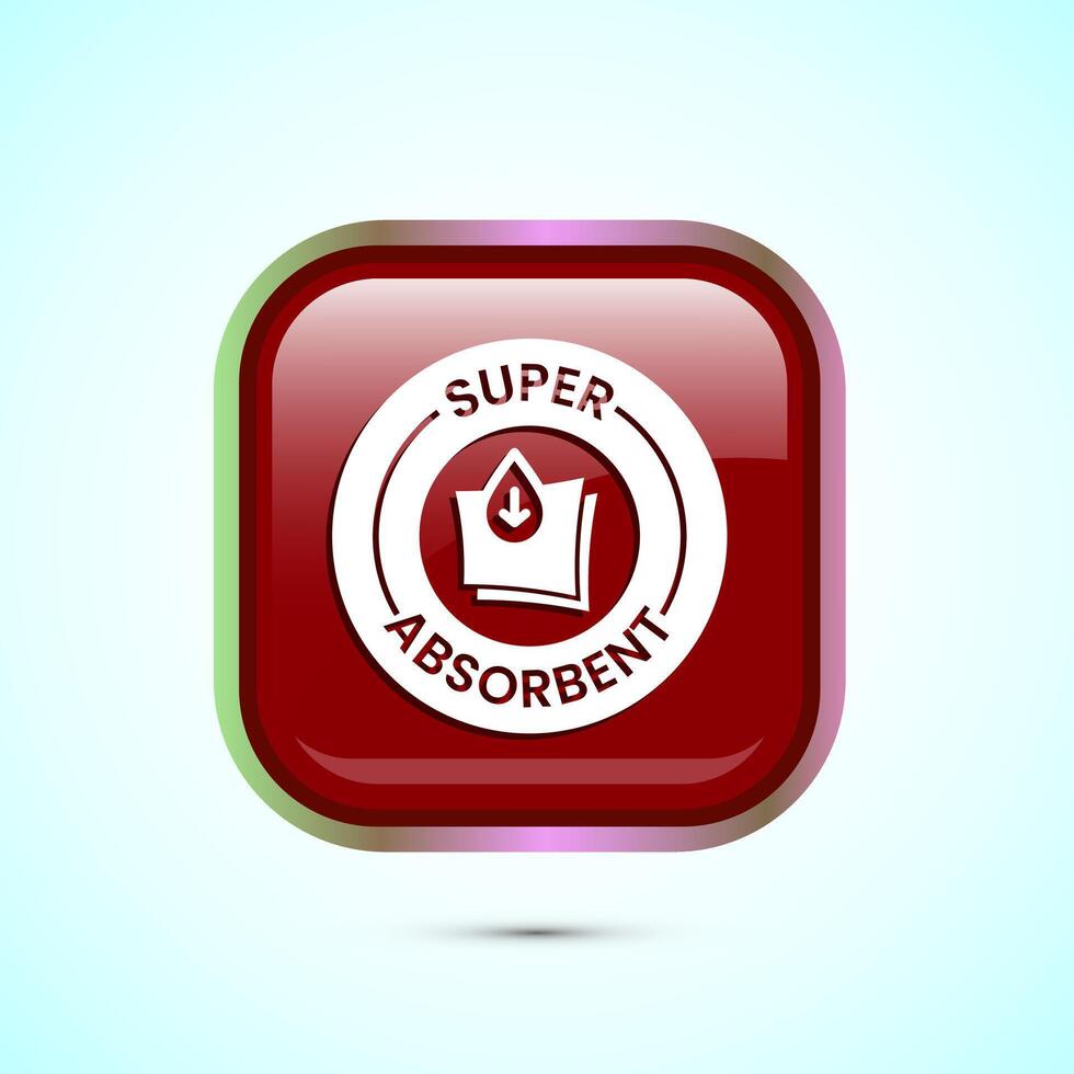 Water absorbent icon design illustration, Water drop absorb sign, symbol, Red color square button design vector
