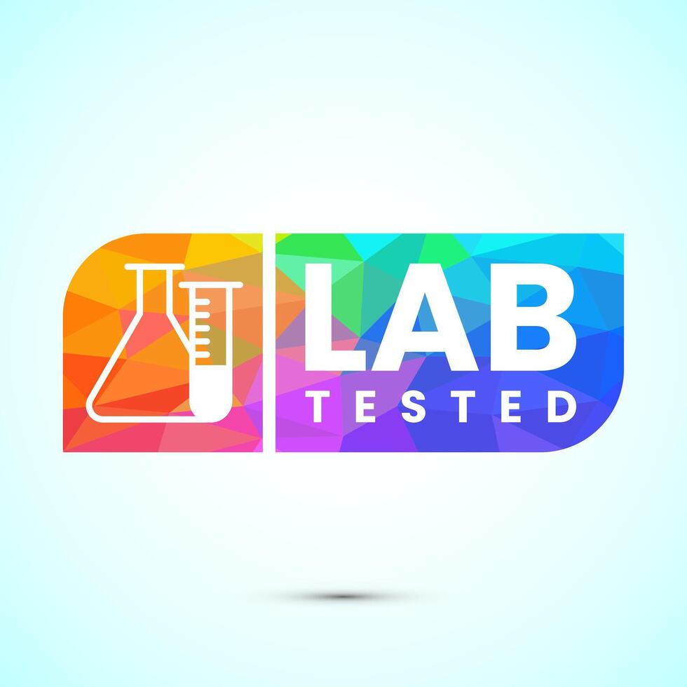 Lab tested icon illustration. Laboratory testing product quality certificate symbol, Clinically certified, low poly style vector