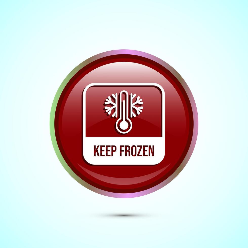 Keep frozen icon design illustration, Frozen product badge label sign, Red color round button design vector