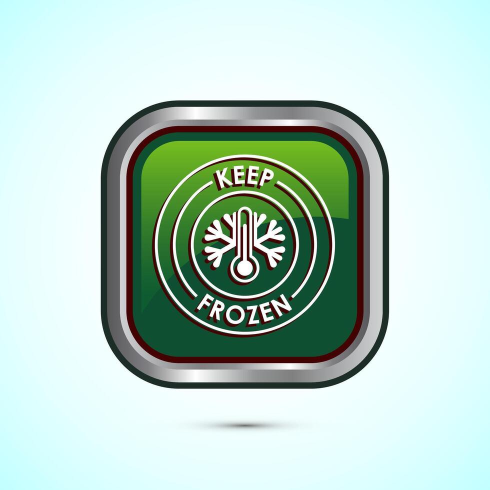 Keep frozen icon design illustration, Frozen product badge label sign, Green color square button design vector