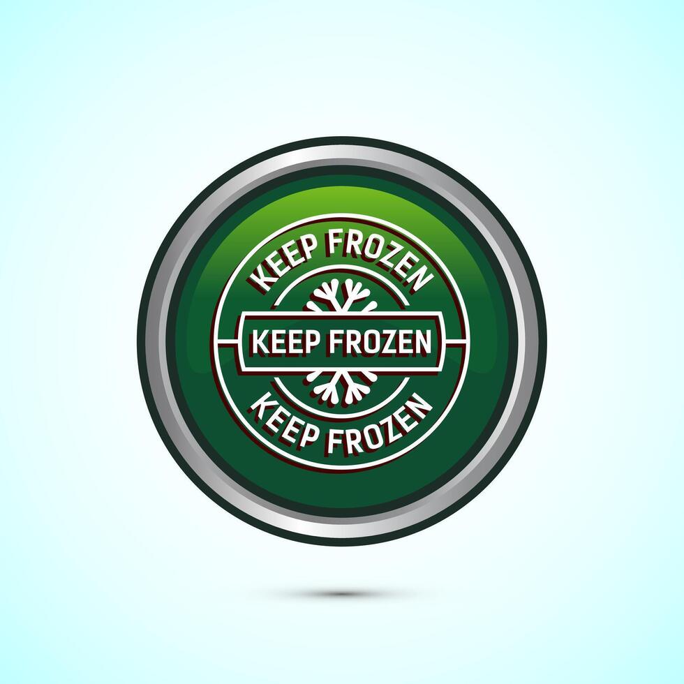 Keep frozen icon design illustration, Frozen product badge label sign, Green color round button design vector