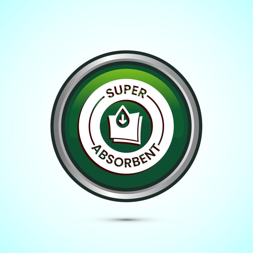 Water absorbent icon design illustration, Water drop absorb sign, symbol, Green color round button design vector