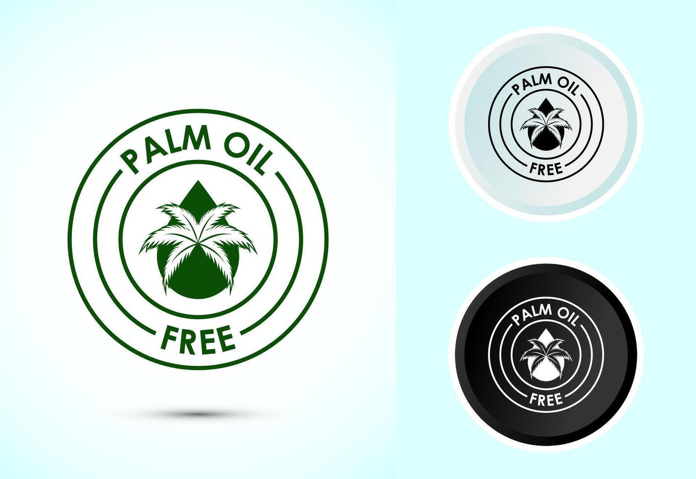 Palm oil free icon illustration, No palm oil sign, healthy organic food, Color black and white vector