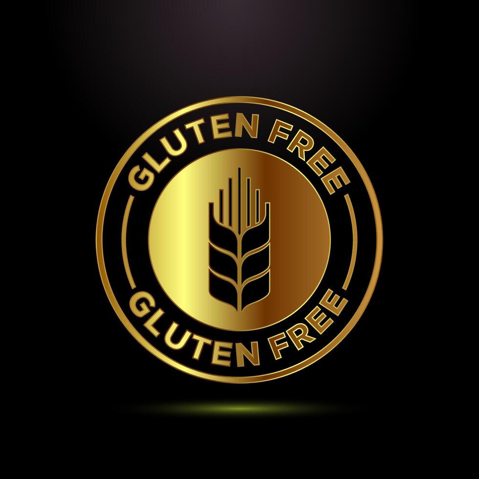 Gluten free icon design illustration, Non gluten food sign in gold color style vector