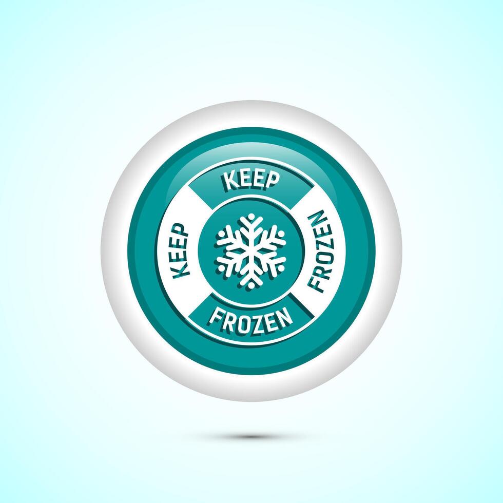 Keep frozen icon design illustration, Frozen product badge label sign, Teal color round button design vector