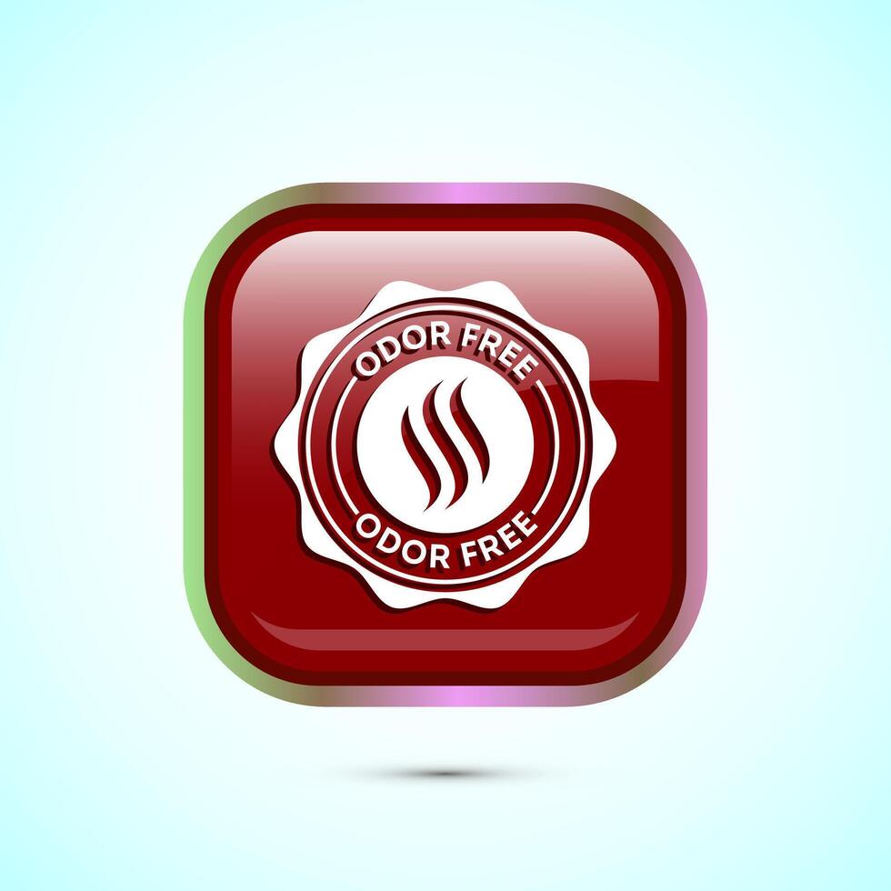 Odor control icon design illustration. Anti bad smell icon, Odor free label, Red color square button design vector
