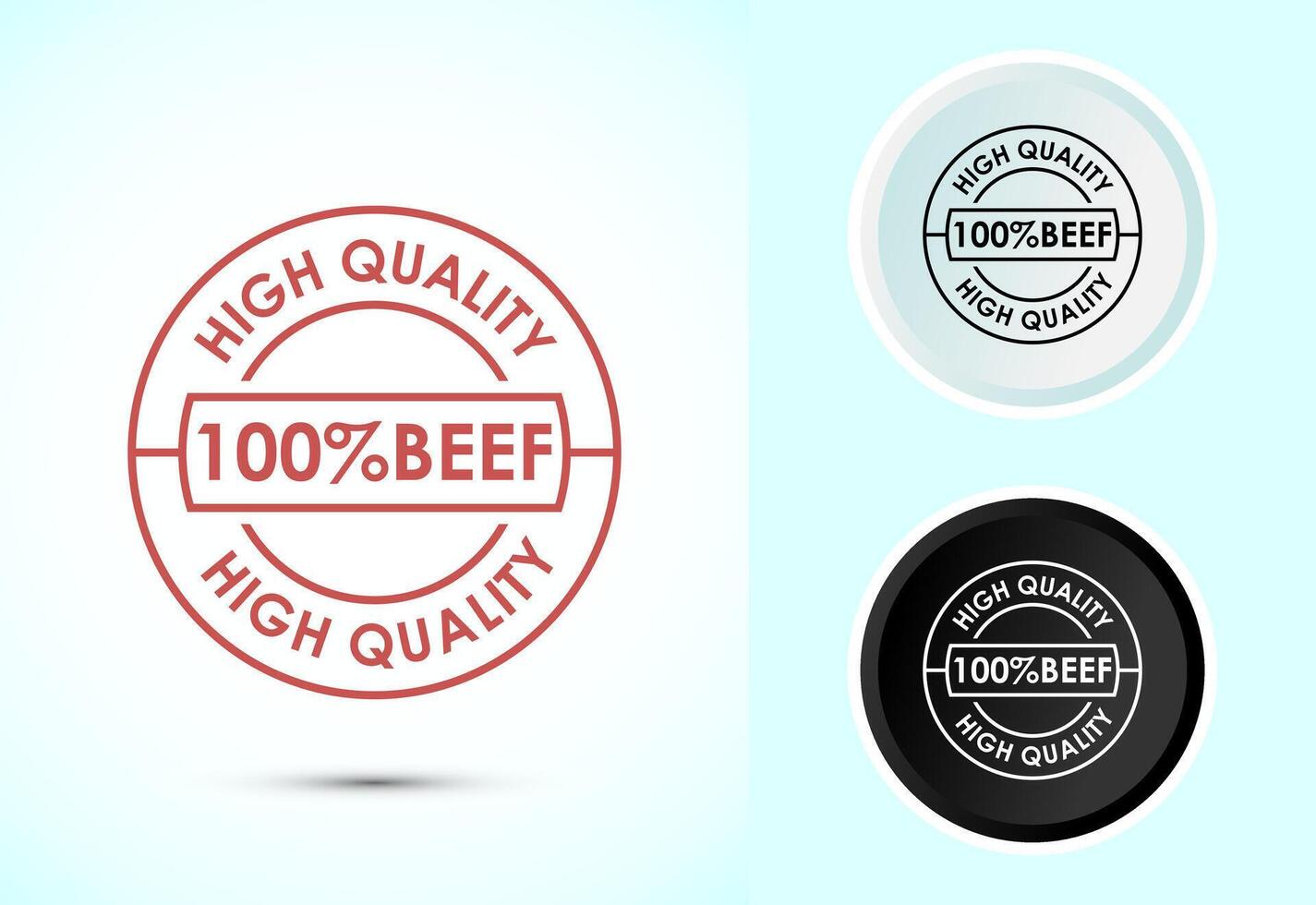 High quality beef icon illustration, High quality beef meat badge, Fresh meat label, Color black and white vector
