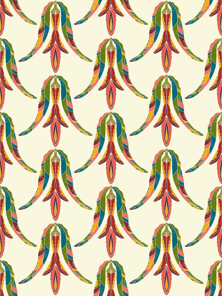 a colorful, pattern with leaves and flowers vector