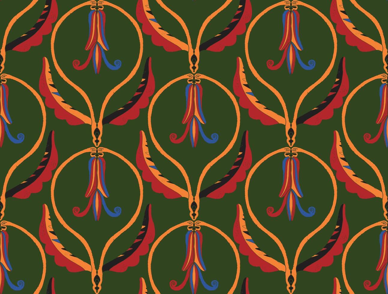 a pattern with colorful leaves and flowers vector