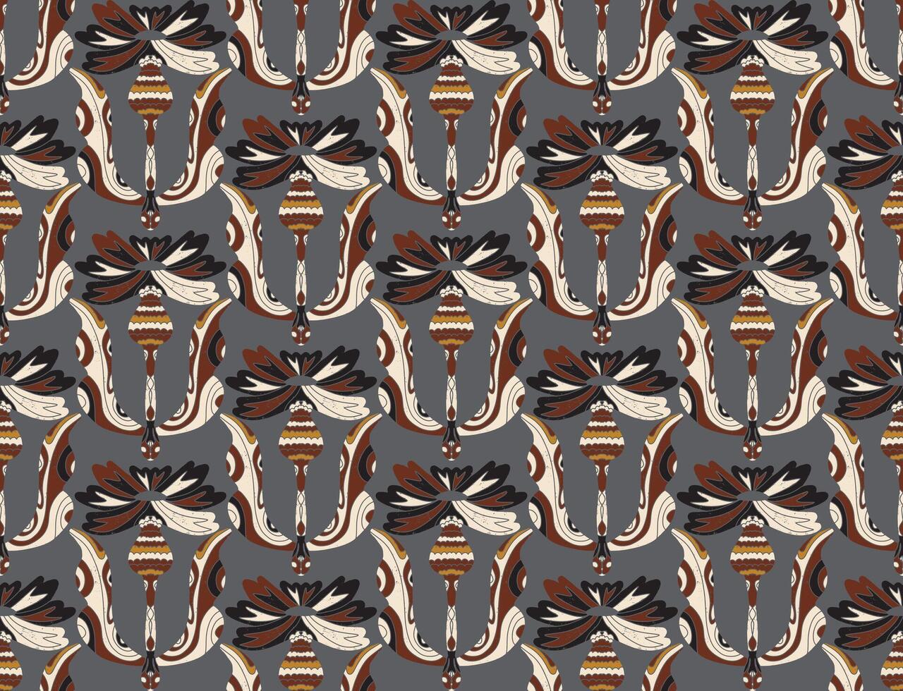a pattern with brown, and white flowers vector