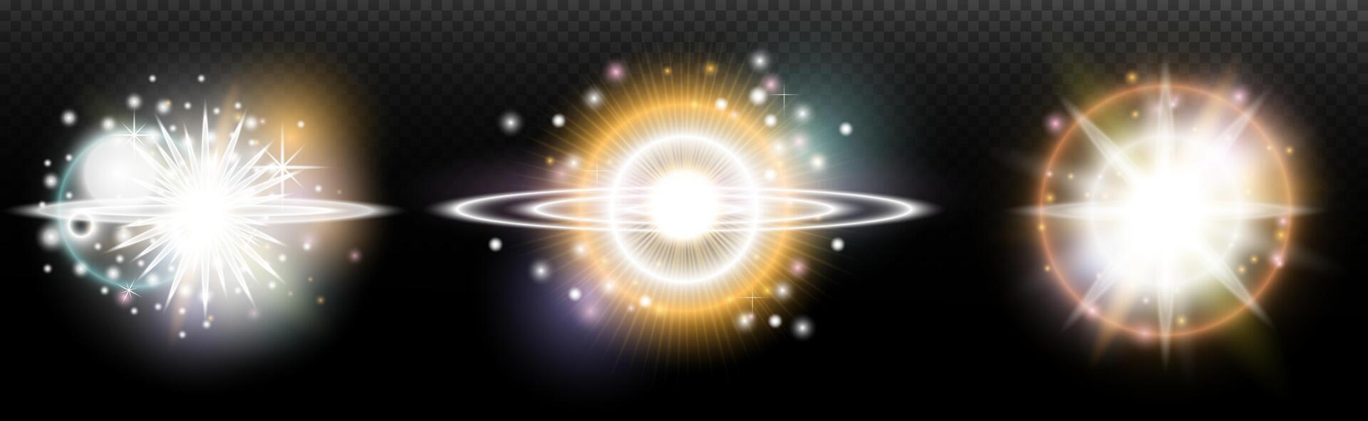 four different colored light effects on a black background vector