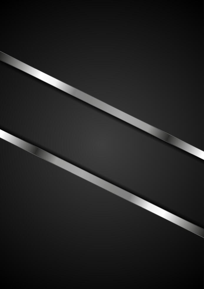 Abstract black background with metallic stripes vector