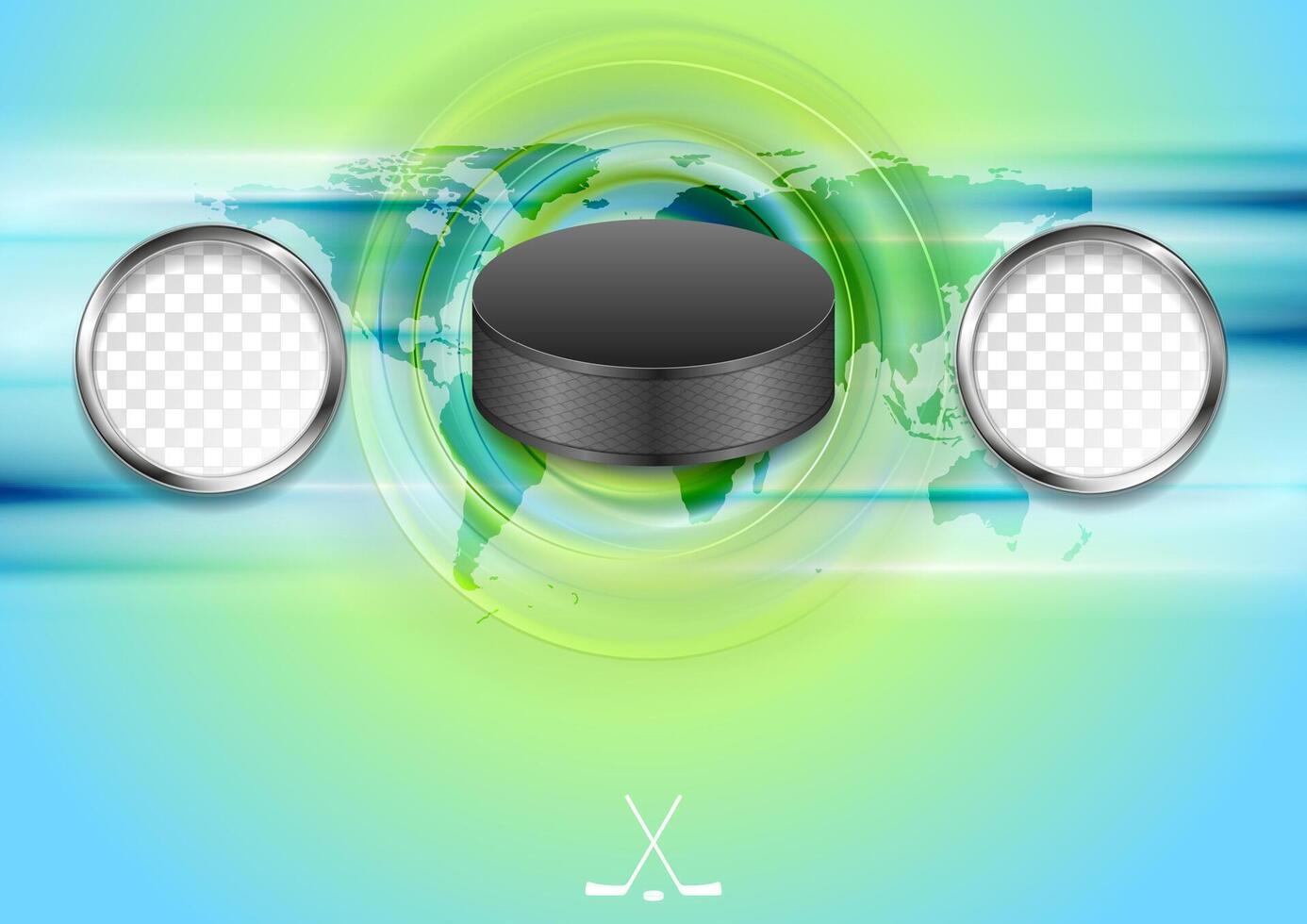 Bright abstract hockey background with black puck vector