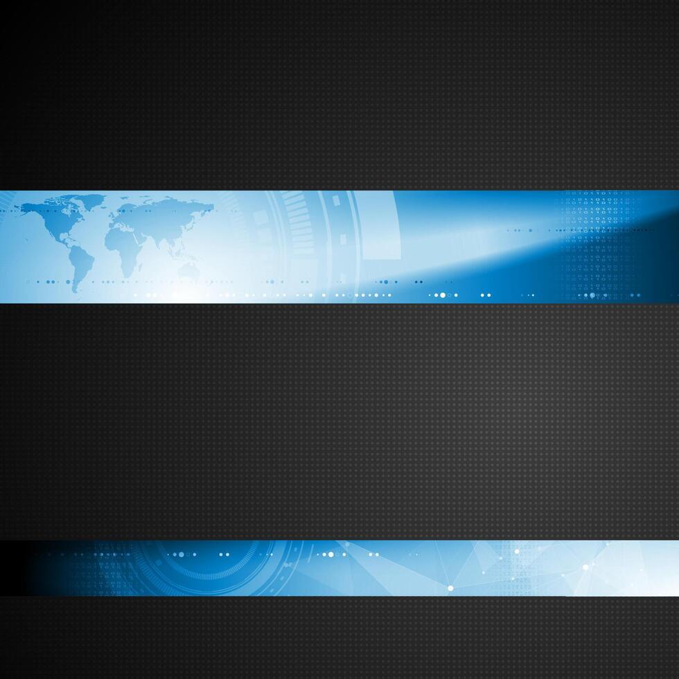 Brochure tech template with blue banner elements vector