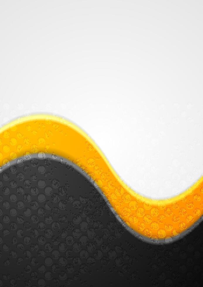 Abstract black and orange grunge waves background vector