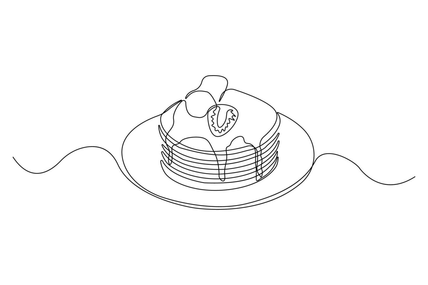 Continuous line art drawing of pancake. Minimalist pancake continuous outline . vector