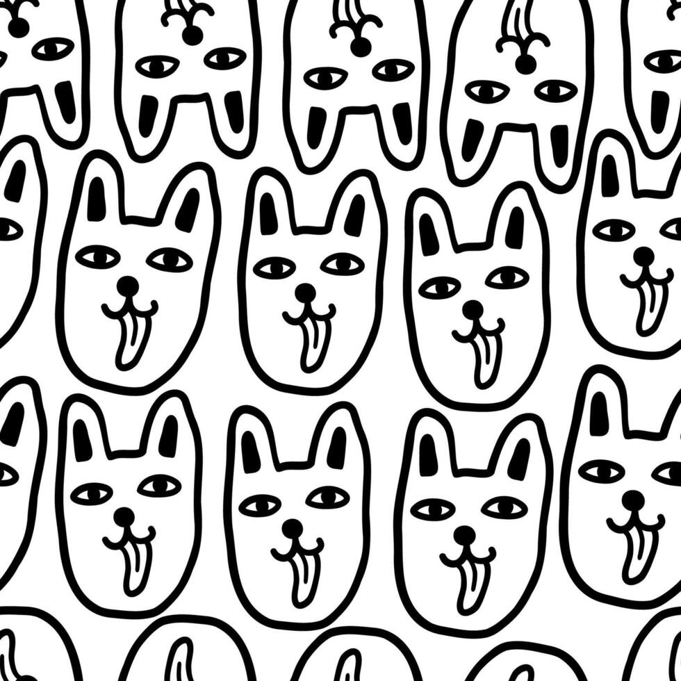 seamless pattern with dog portrait vector