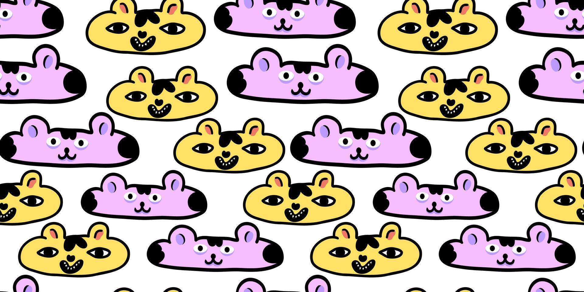 seamless pattern with pink and yellow animals vector