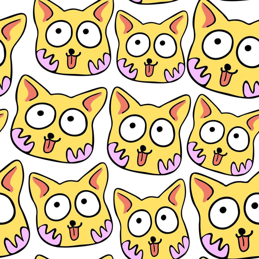 seamless pattern with funny cat portrait vector