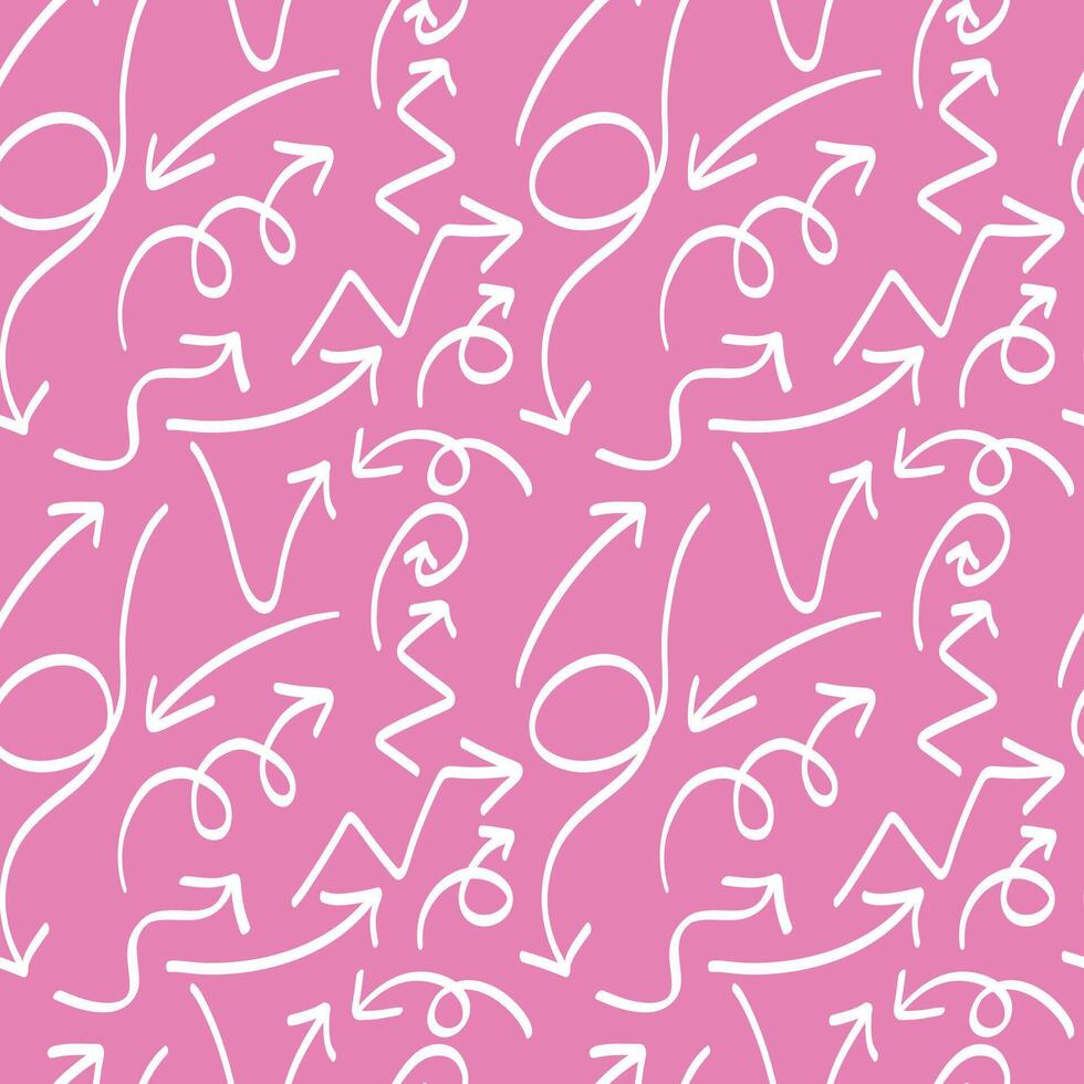 A pattern collection of hand drawn white arrows in various directions and styles. Ideal for creative design projects. illustration. vector