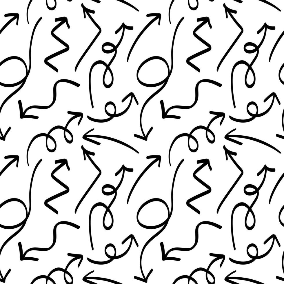 A pattern of hand drawn arrows in various directions and styles. Ideal for creative design projects. illustration. vector