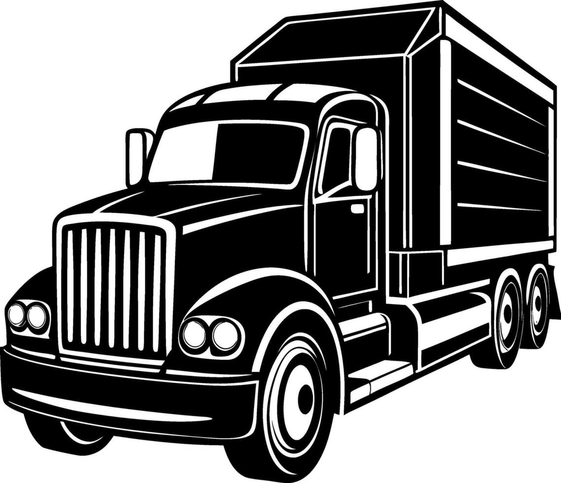 a black and white illustration of a truck vector