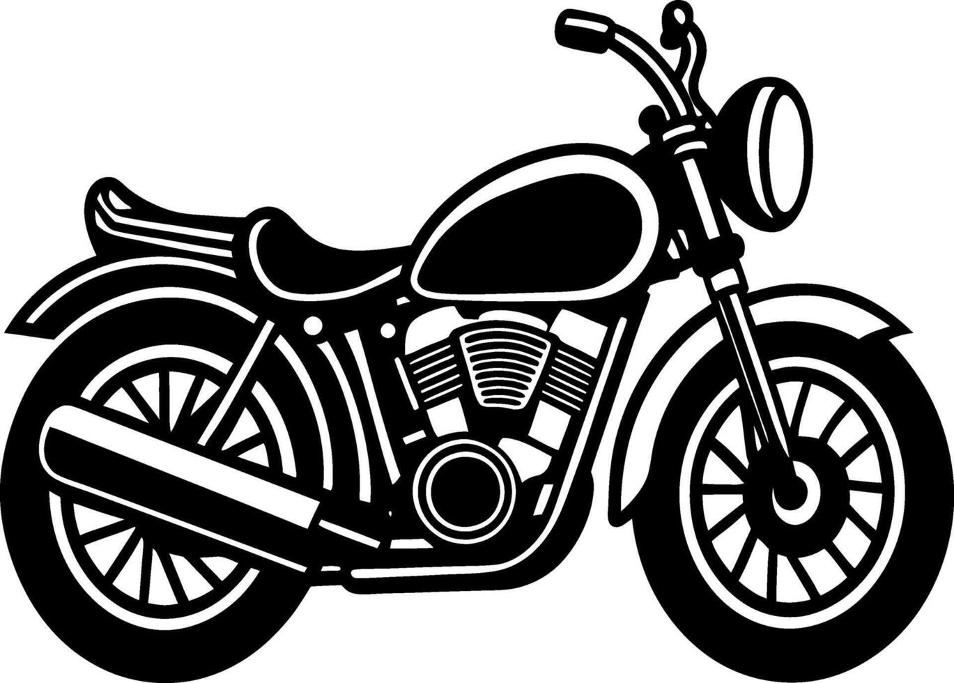 a black and white illustration of a motorcycle vector