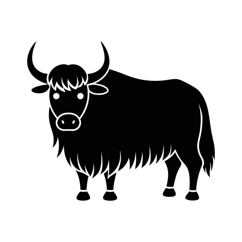 Minimal Yak Silhouette, Simple Art Artwork for Nature Branding, Wild Animal Design for Wildlife Projects vector