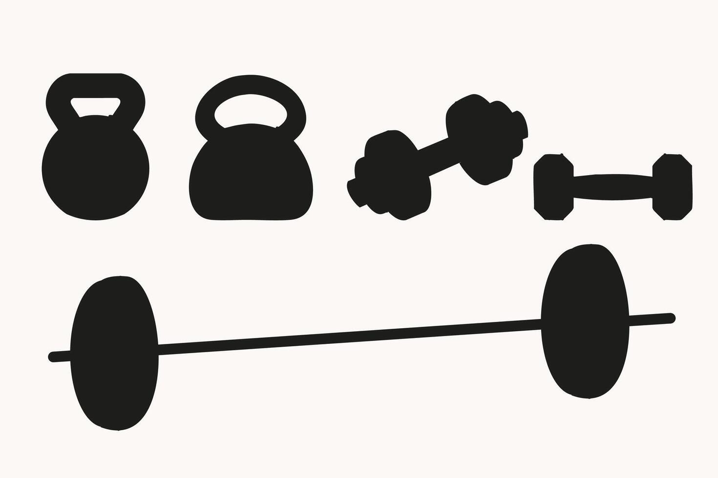 Set of silhouette different dumbbells. Sport equipment. Healthy lifestyle concept. vector