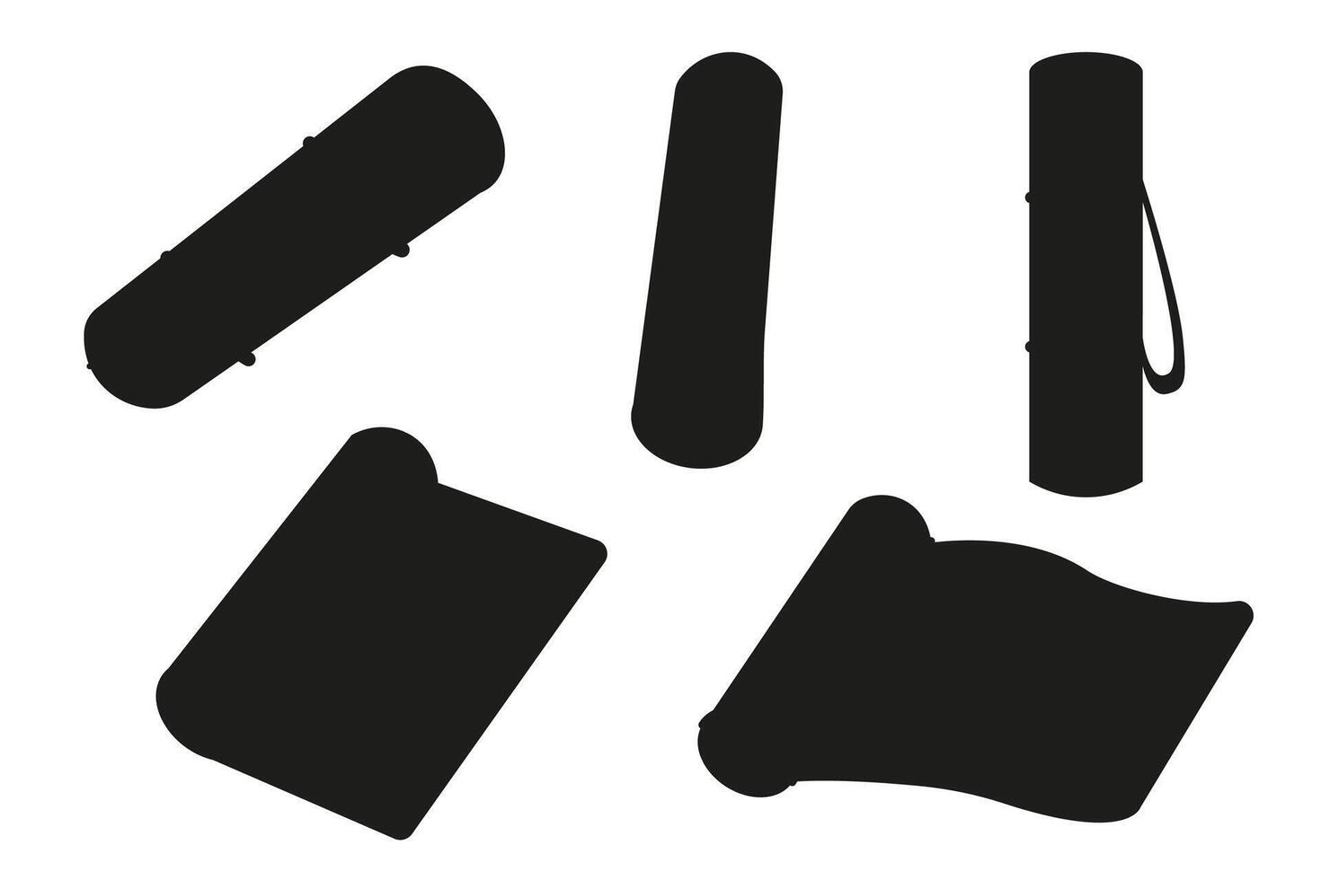 Set of silhouette different yoga mats, for the gym. Sport equipment. vector
