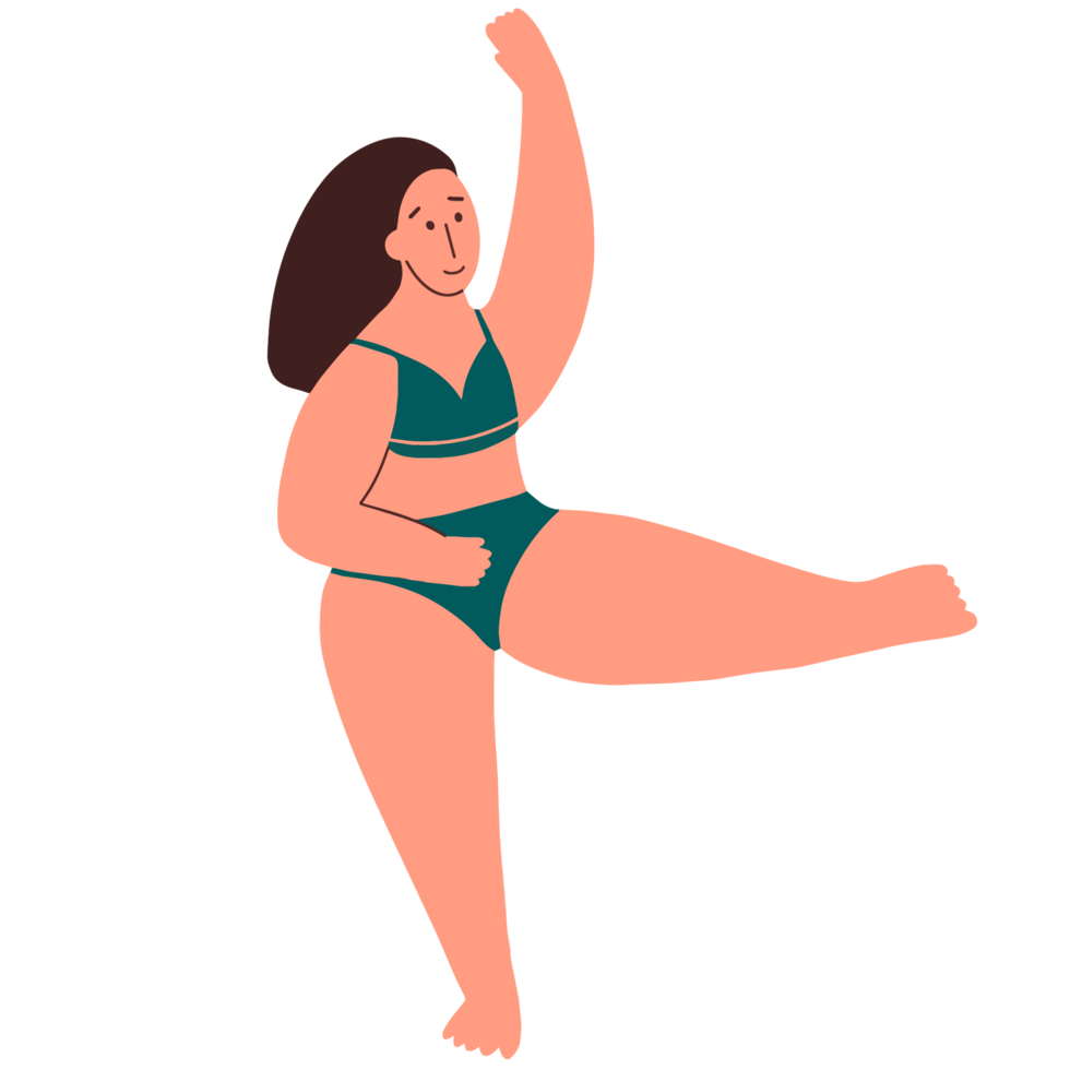 Cute plus size model in underwear. png