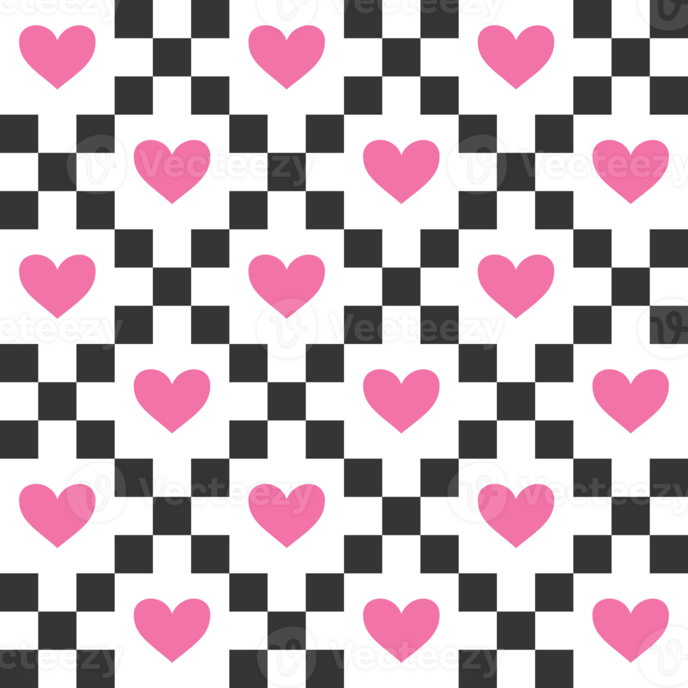 Retro Valentine's Day romantic pattern with cute cartoon hearts. Love background for february 14 png