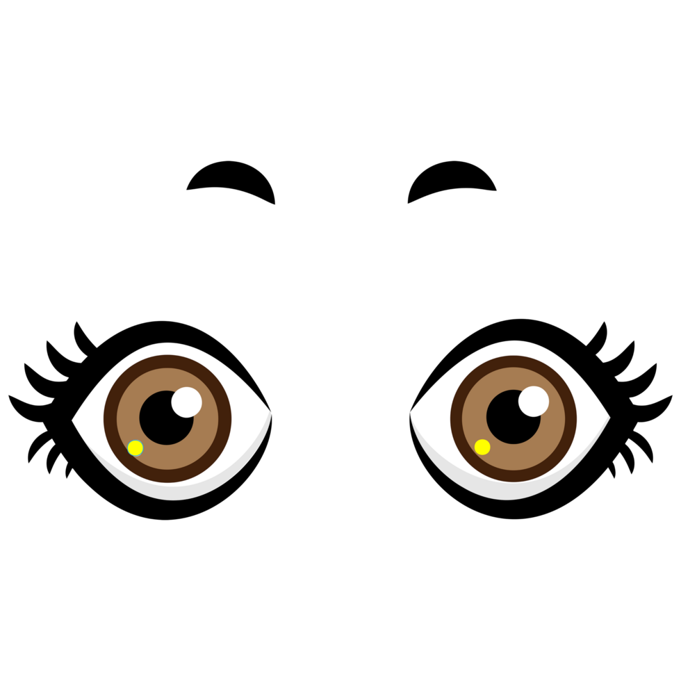 Brown kawaii eyes of character png