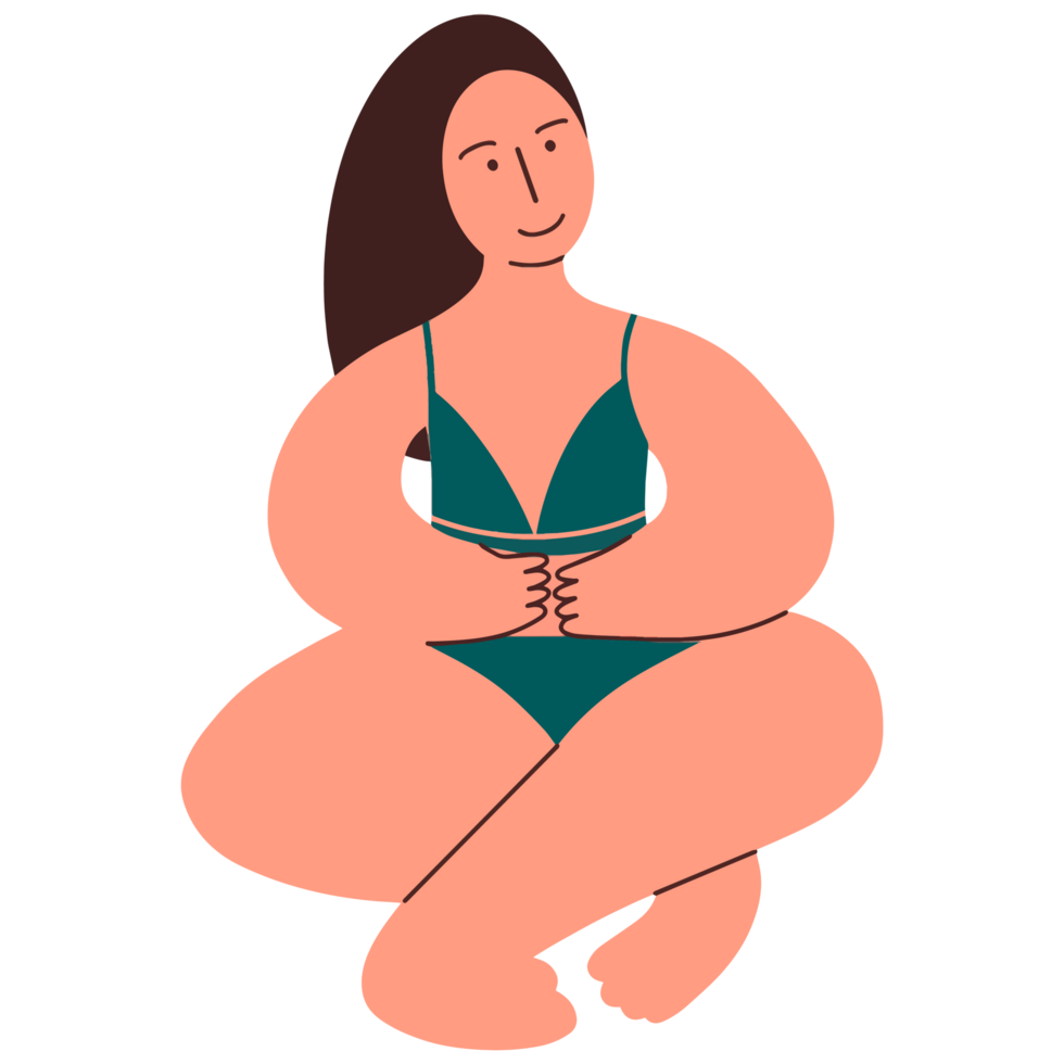 Cute cartoon girl in swimsuit png