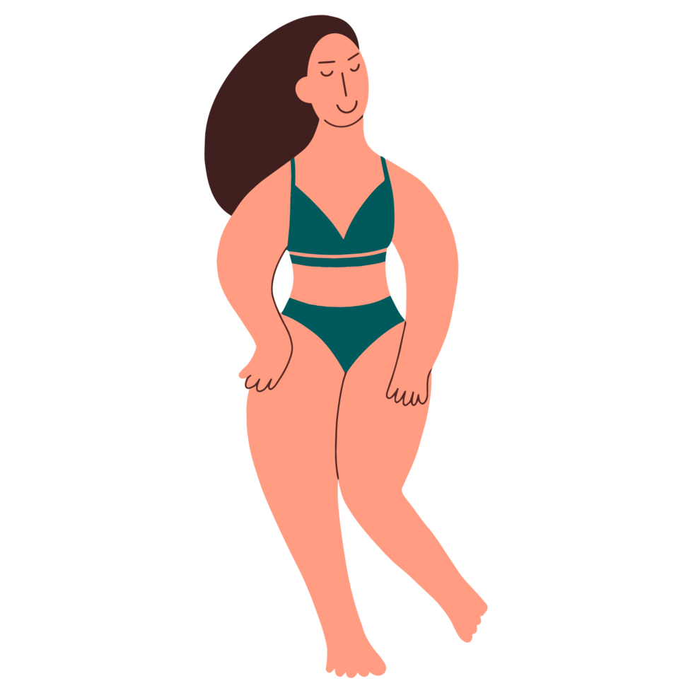 A girl with a curvy shape shows off her body png
