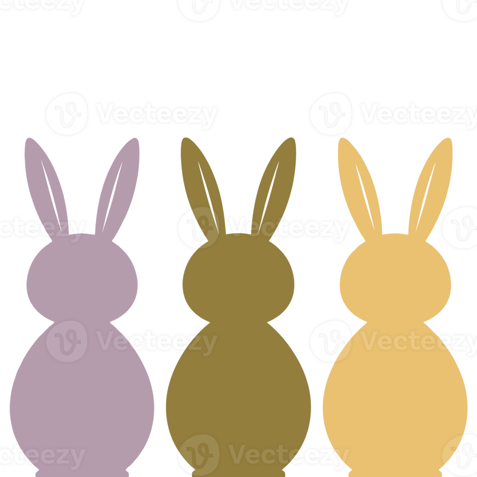 Three stylized bunnies are depicted in pastel tones cutouts png