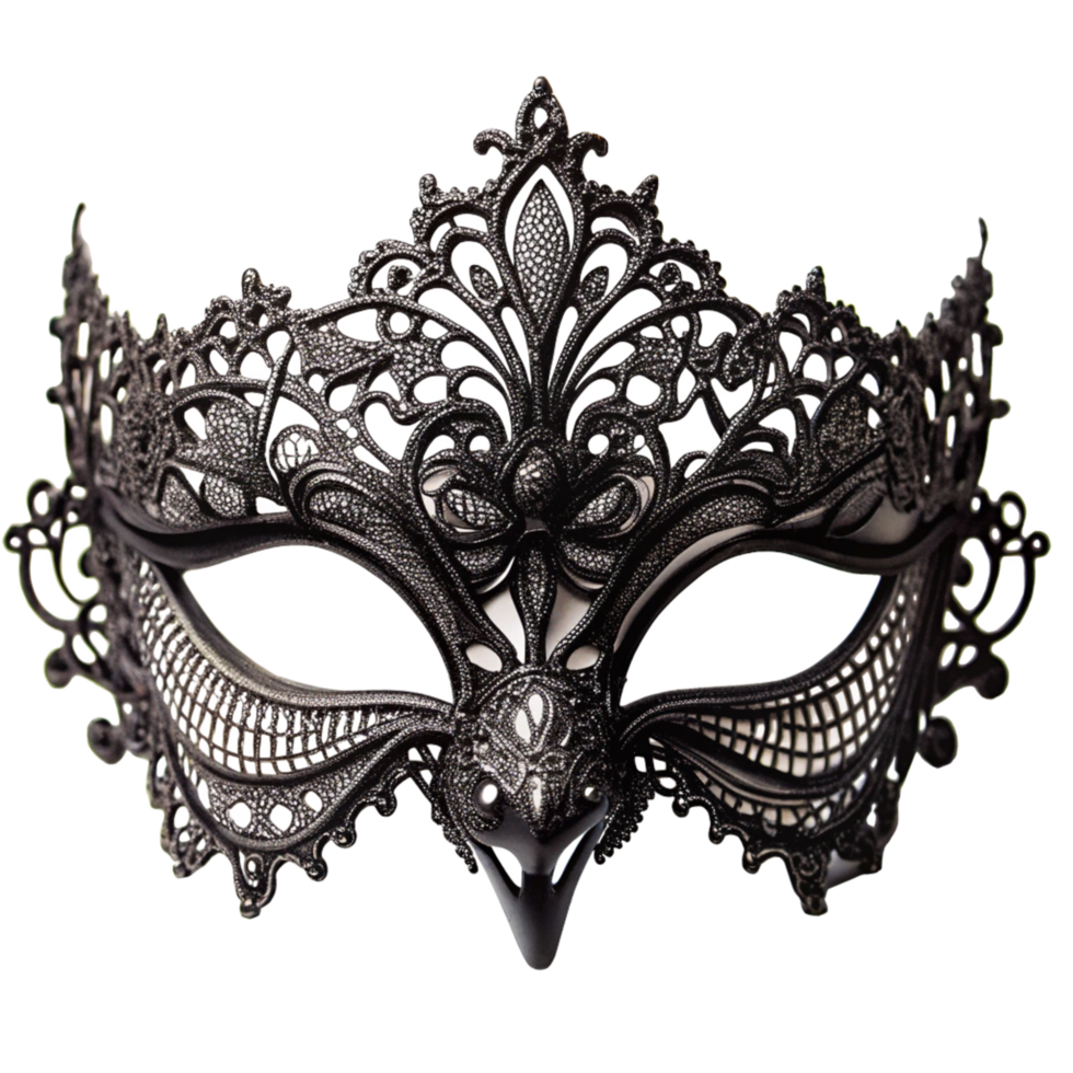 elegant black masquerade mask is isolated on transparent background png
