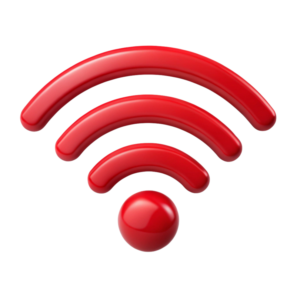 internet WiFi red icon is isolated on transparent background png