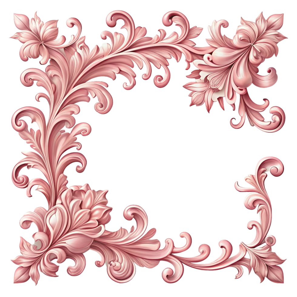 pink floral corner frame with ornament elegant frame is isolated on transparent background png