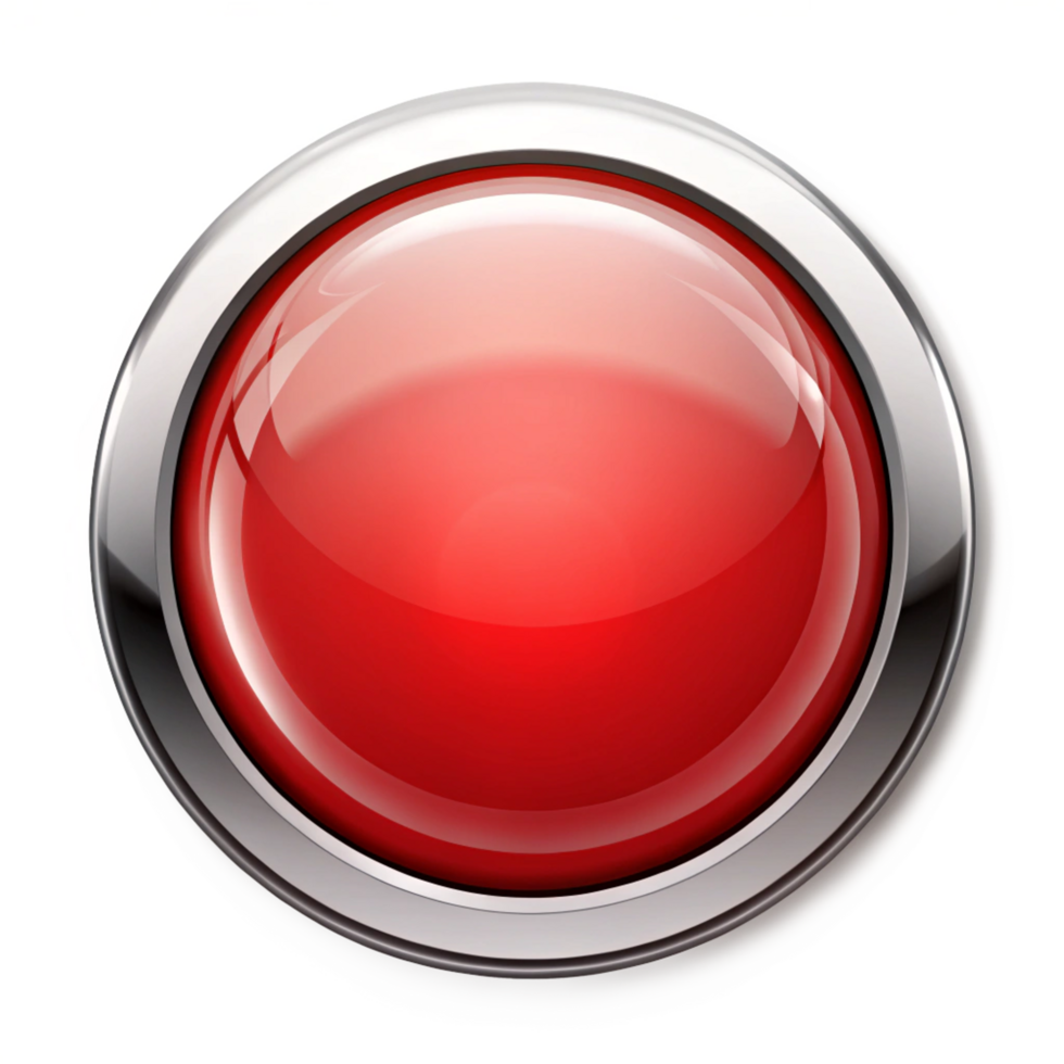 red glossy button is isolated on transparent background png